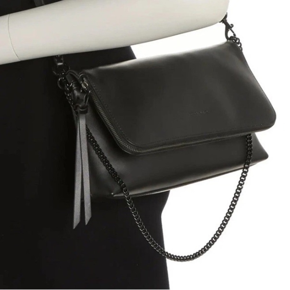 Rebecca Minkoff - Black Leather Crossbody Bag Black Chain fold over